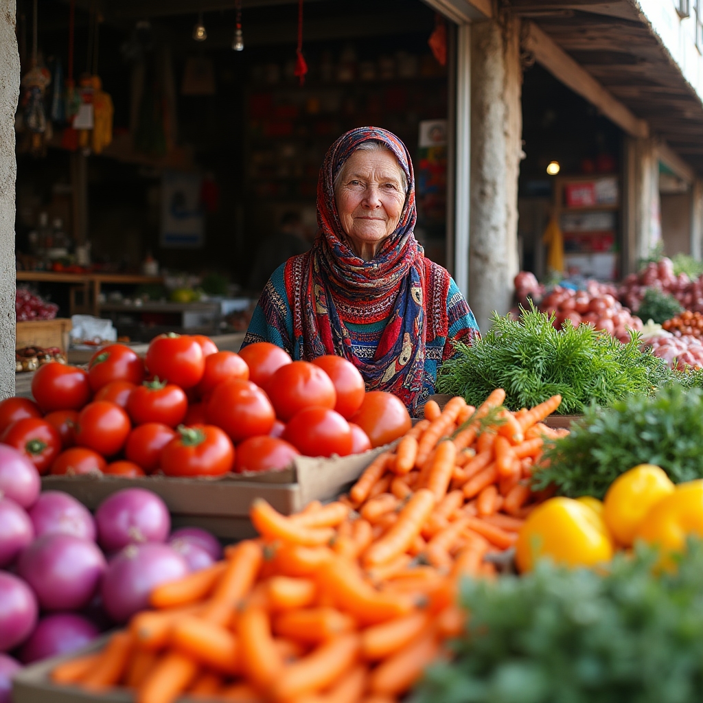 Свежие местные продукты на рынке Казахстана