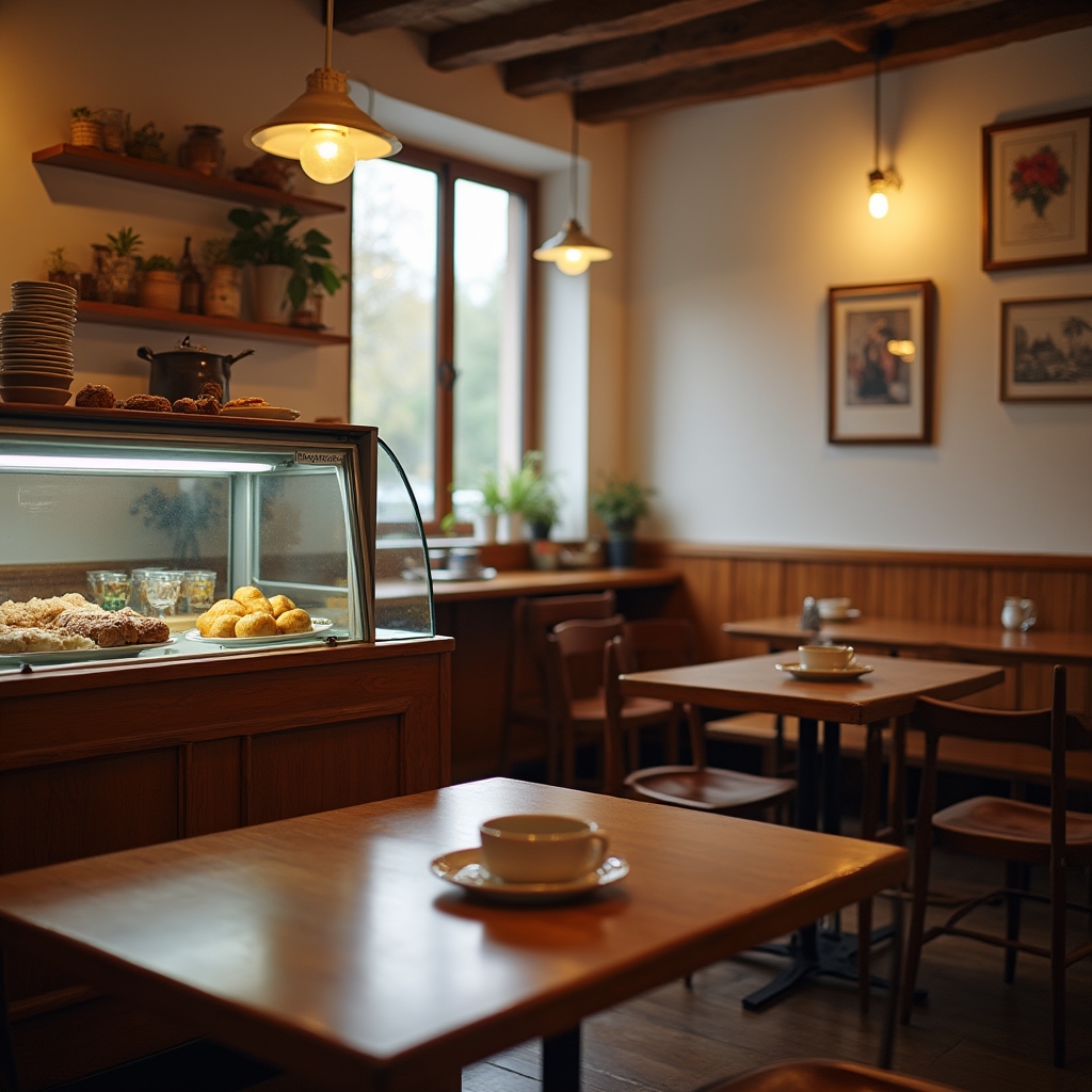 Интерьер небольшого кафе с домашней атмосферой